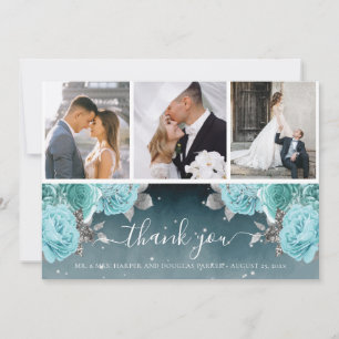 Beautiful Dusty Blue Wedding Thank you Card