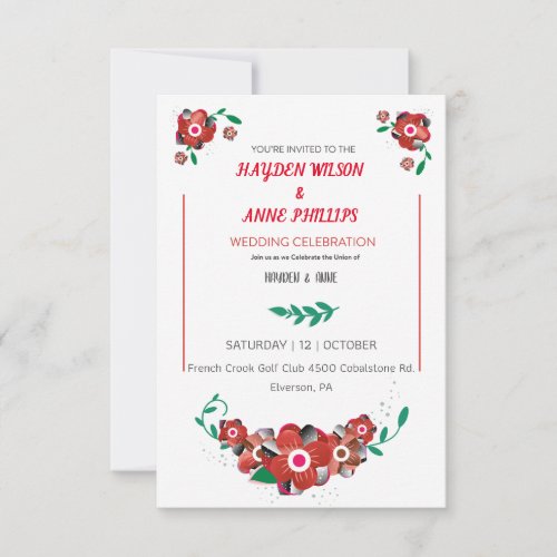Beautiful dusty floral wedding invitation