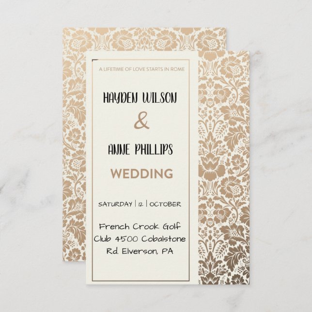 Beautiful dusty floral wedding invitation (Front/Back)