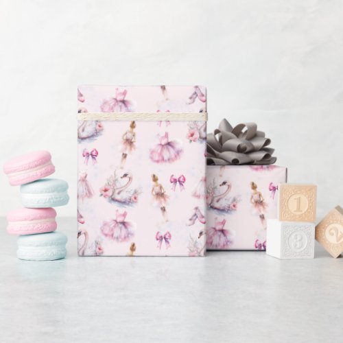 Beautiful Dusty Pink Ballerina Wrapping Paper