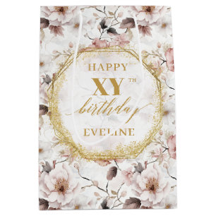 Beautiful Dusty Pink Boho Gold Birthday Gift Bag  