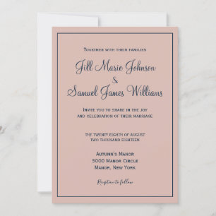 Beautiful Dusty Rose and Blue Wedding  Invitation