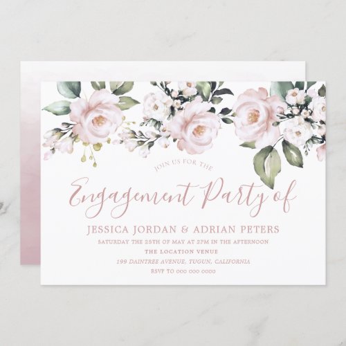 Beautiful Dusty Rose Blush Pink Engagement Party Invitation