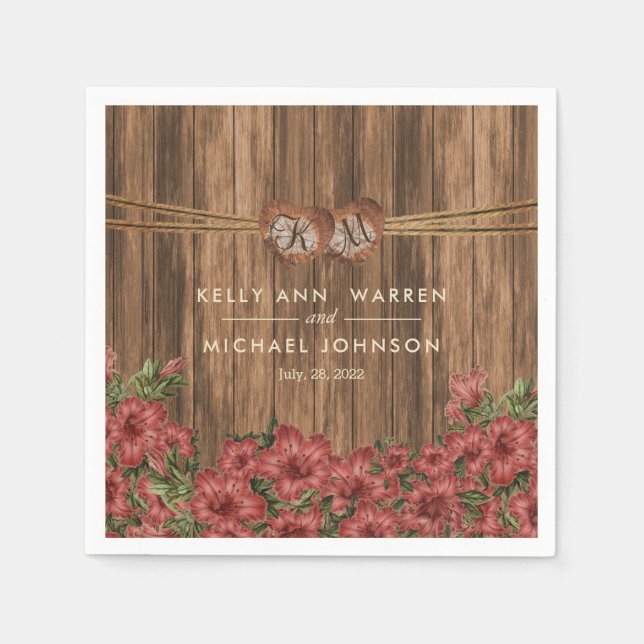 Beautiful Dusty Rose Lily Flowers Paper Napkins (Front)