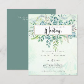 Beautiful Dusty Sage Eucalyptus BUDGET Invite