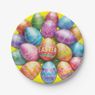 Beautiful Dyed Easter Egg Design Paper Plates