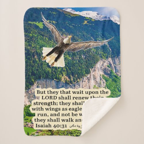 Beautiful Eagle Scripture Isaiah 4031  Sherpa Blanket