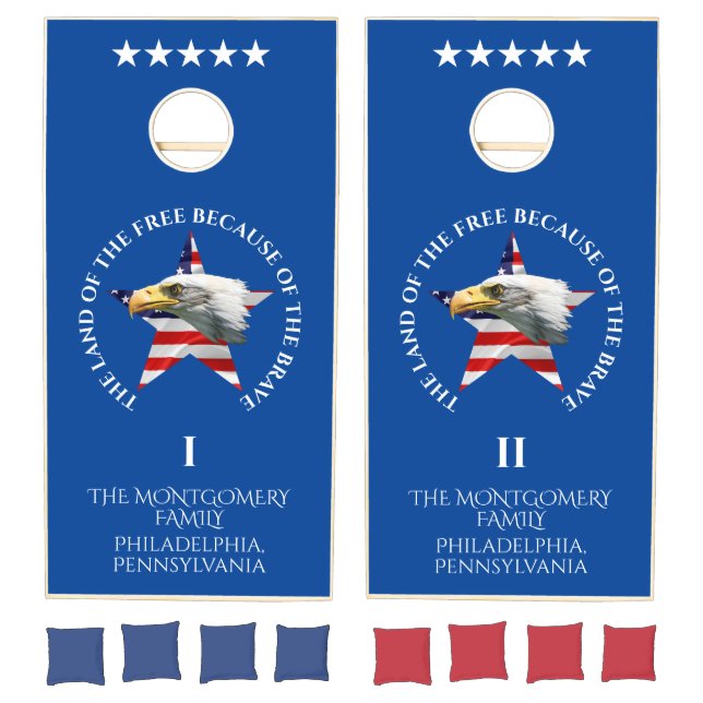 Beautiful Eagle, The American Flag, Patriotic Cornhole Set (Set)