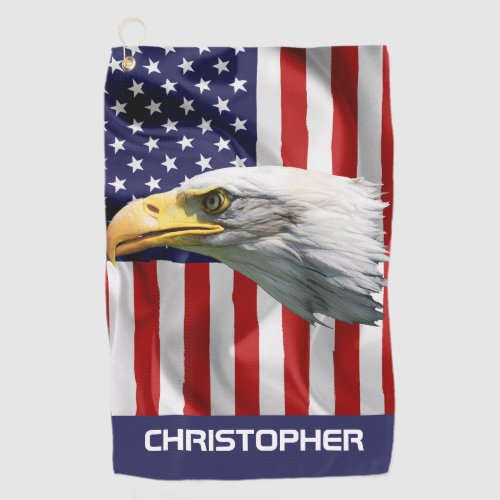 Beautiful Eagle The American Flag Patriotic Golf Towel