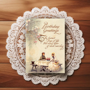 Beautiful Early 1900's Vintage Birthday Greeting Postcard