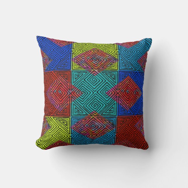 Beautiful Earthy African Boho | Mud Cloth Style Throw Pillow (Front)