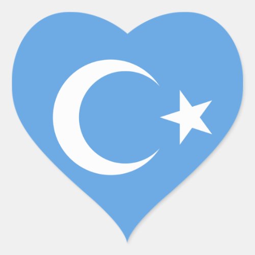 Beautiful East Turkestan Flag Heart Sticker