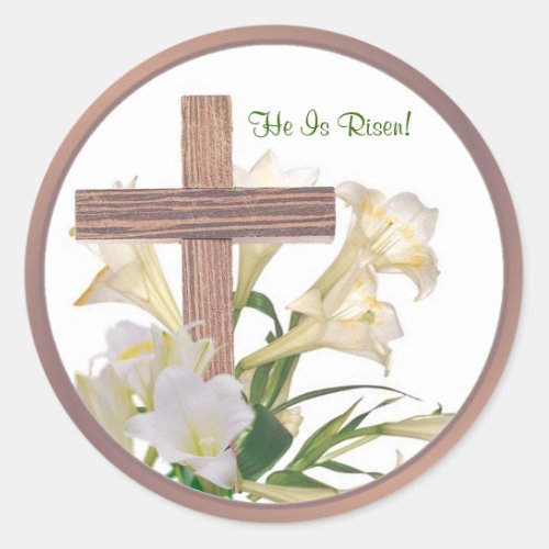 Beautiful Easter Lilies  Wooden Cross Stickers