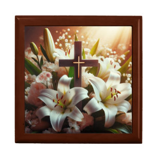 Beautiful Easter lily cross Gift Box