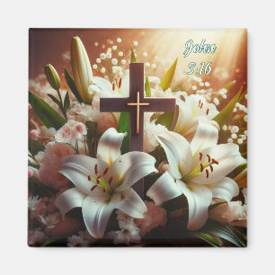 Beautiful Easter lily cross Magnet