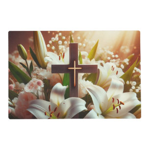 Beautiful Easter lily cross Placemat