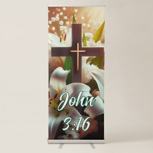 Beautiful Easter lily cross Retractable Banner (Front)