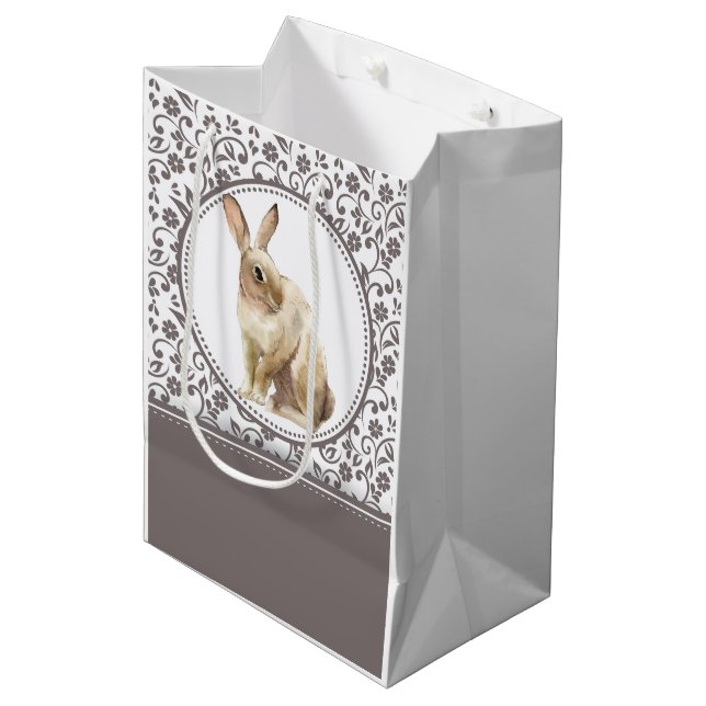 Beautiful Easter Rabbit floral Medium Gift Bag (Front Angled)