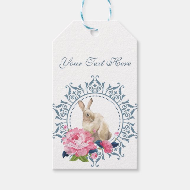Beautiful Easter Rabbit Personalized Gift Tags (Front)