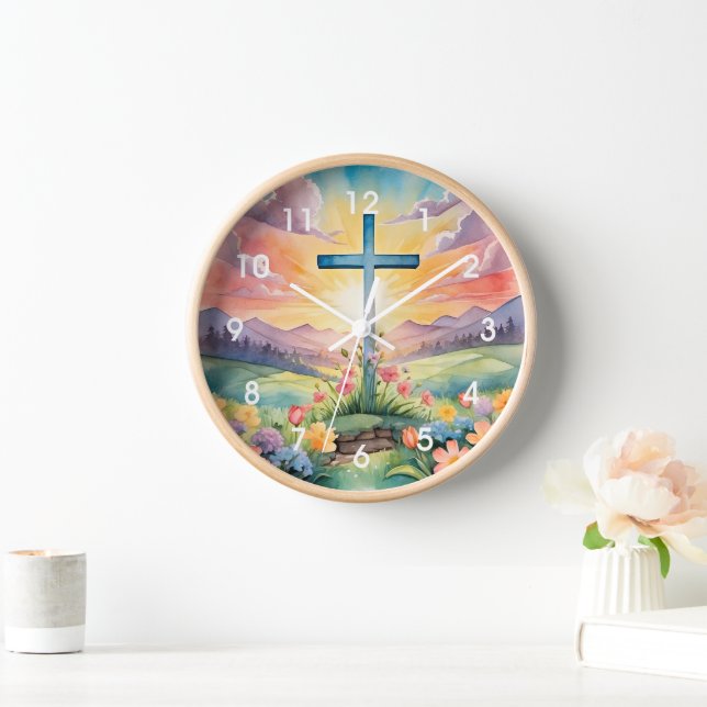 Beautiful Easter Watercolor Art Clock (Home)