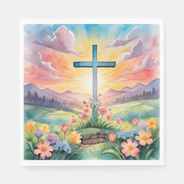 Beautiful Easter Watercolor Art Napkins (Front)