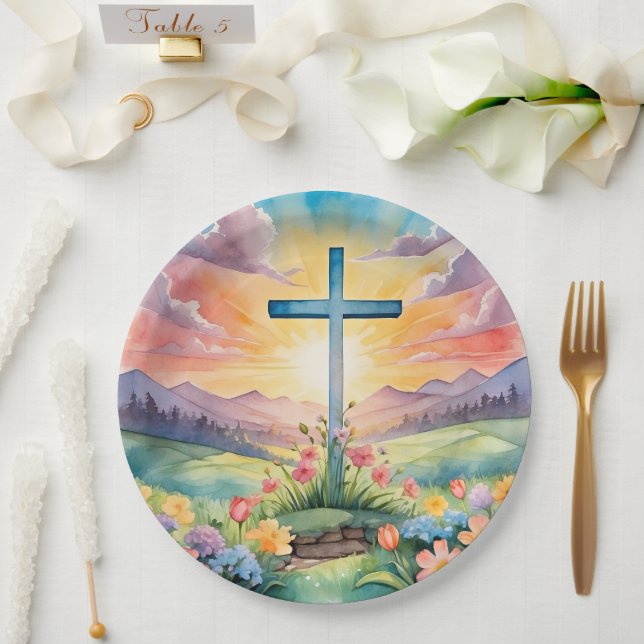 Beautiful Easter Watercolor Art Paper Plates (Wedding)