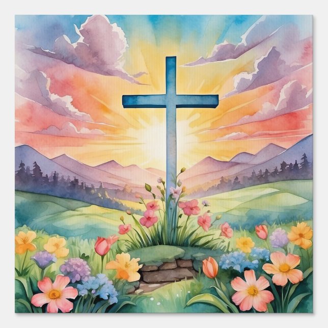 Beautiful Easter Watercolor Art Sign (Front)