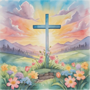 Beautiful Easter Watercolor Art Sticker