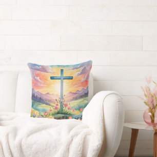 Beautiful Easter Watercolor Art Throw Pillow