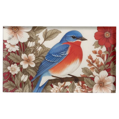 Beautiful Eastern Bluebird Red Floral  Place Card Holder