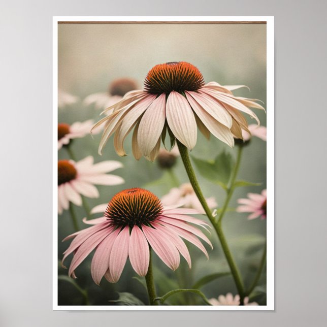 Beautiful Echinacea Flower Poster Wall Art (Front)