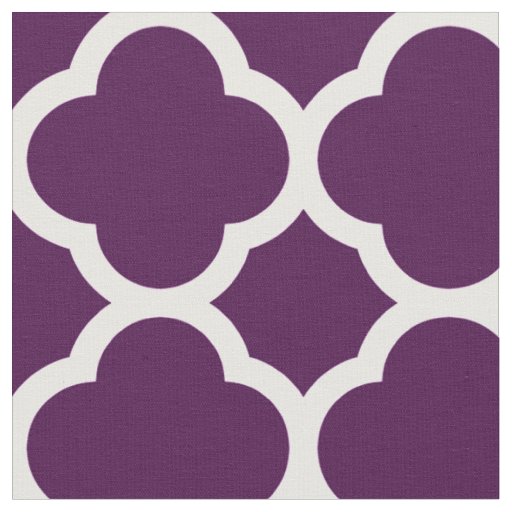 Beautiful Eggplant Purple Quatrefoil Pattern Fabric
