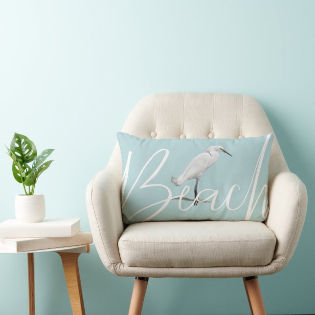 Beautiful Egret Art Lumbar Pillow (Chair)