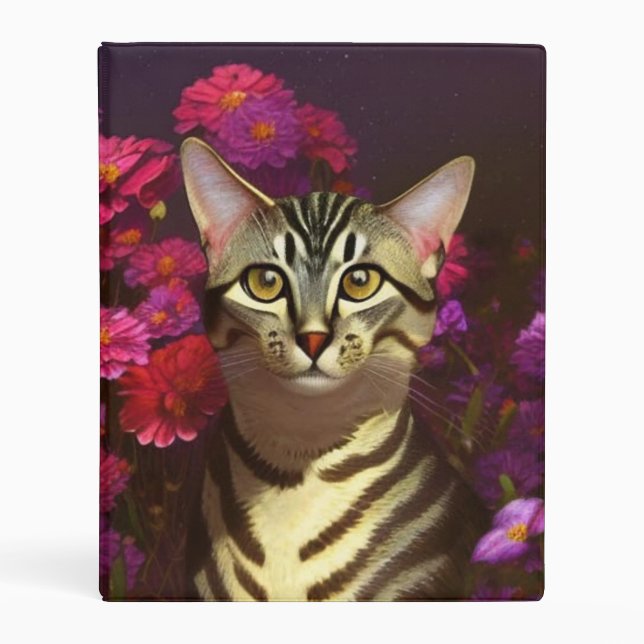 Beautiful Egyptian Mau Cat in a Night Garden   Mini Binder (Front)