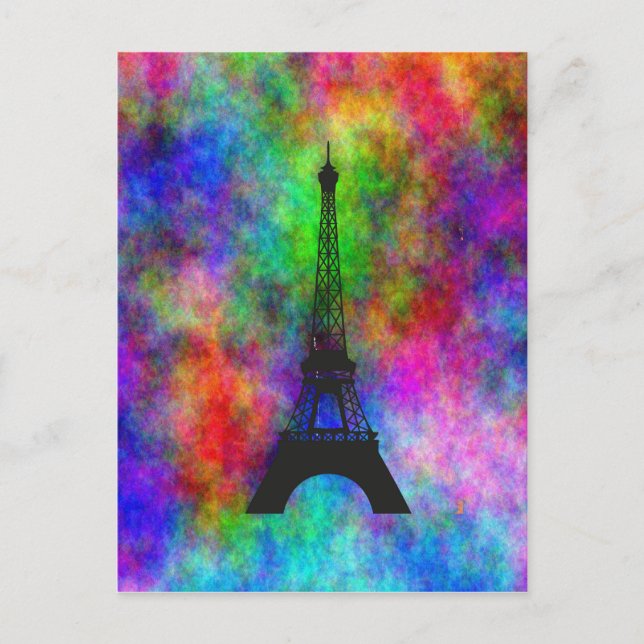 Beautiful Eiffel tower Paris colorful cloth effect Postcard (Front)