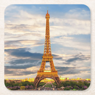 Beautiful Eiffel Tower Paris France Square Paper Coaster