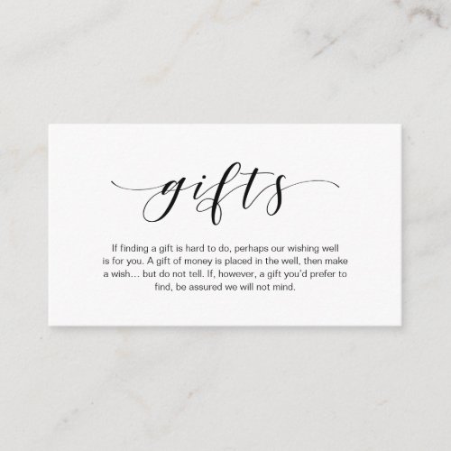 Beautiful Elegance Black font A note on gifts Enclosure Card