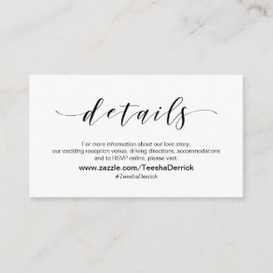 Beautiful Elegance, Black Script, Wedding Details Enclosure Card