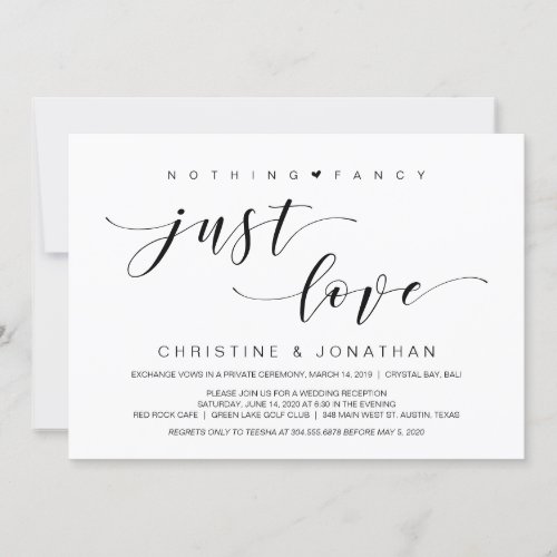 Beautiful Elegance Black Wedding Elopement Invitation