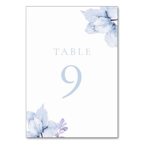 Beautiful Elegance Blue Floral Wedding Table Number