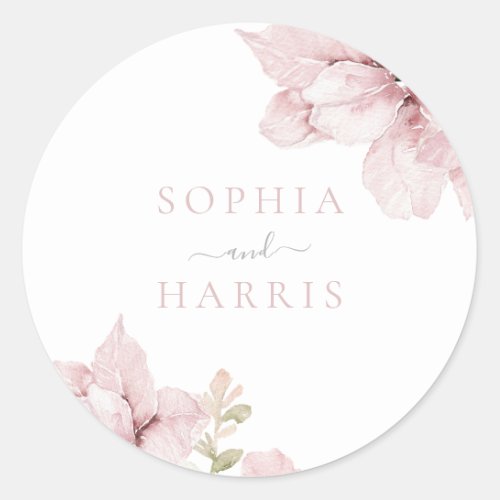 Beautiful Elegance Blush Floral Wedding Classic Round Sticker