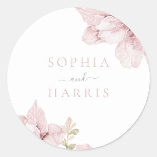 Beautiful Elegance Blush Floral Wedding Classic Round Sticker