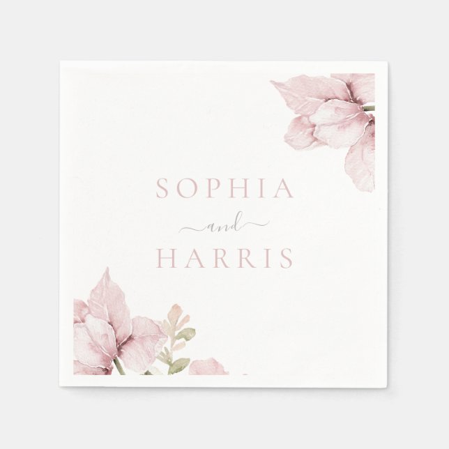 Beautiful Elegance Blush Floral Wedding Napkins (Front)