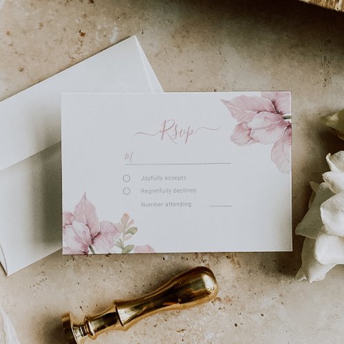 Beautiful Elegance Blush Floral Wedding RSVP Card