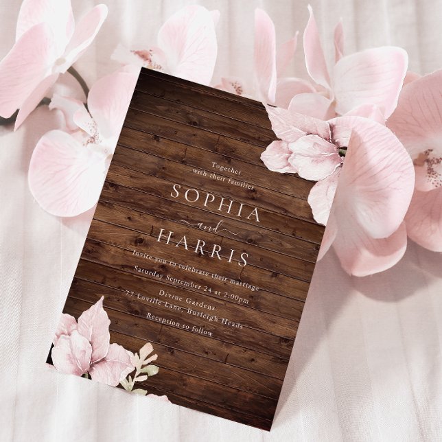 Beautiful Elegance Blush Rustic Fall Wedding Invitation (Creator Uploaded)