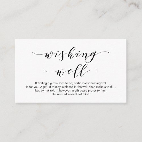 Beautiful Elegance in Black Wedding Wishing Well Enclosure Card