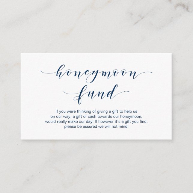 Beautiful Elegance, Navy Blue, Honeymoon Fund Enclosure Card (Front)