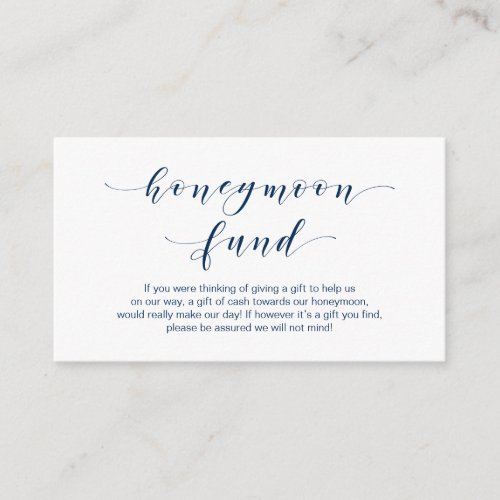 Beautiful Elegance Navy Blue Honeymoon Fund Enclosure Card