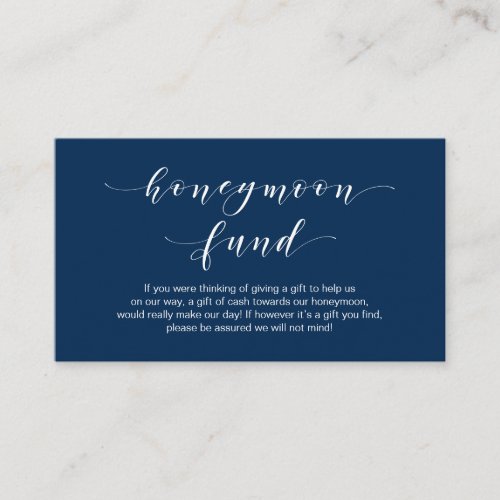 Beautiful Elegance Navy Blue Honeymoon Fund Enclosure Card