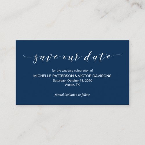 Beautiful Elegance Navy Blue Save the date Enclosure Card